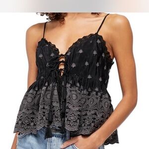 Black Lace Trim Women's Top